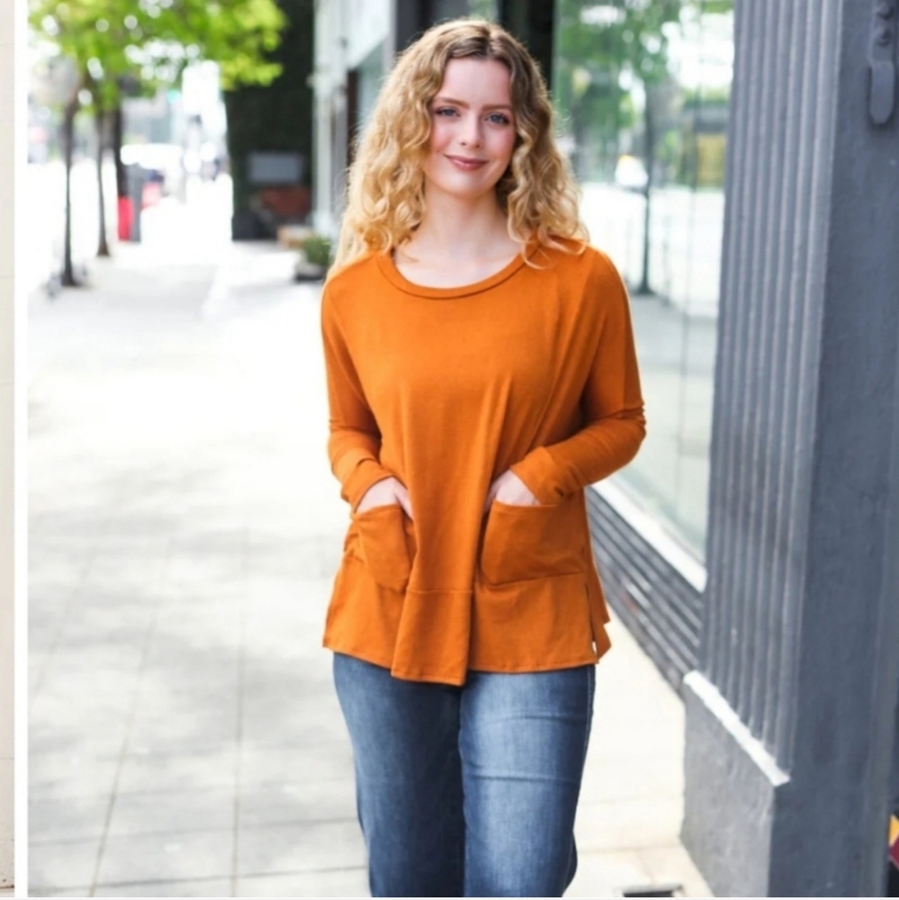 Women's Orange Long Sleeve Top